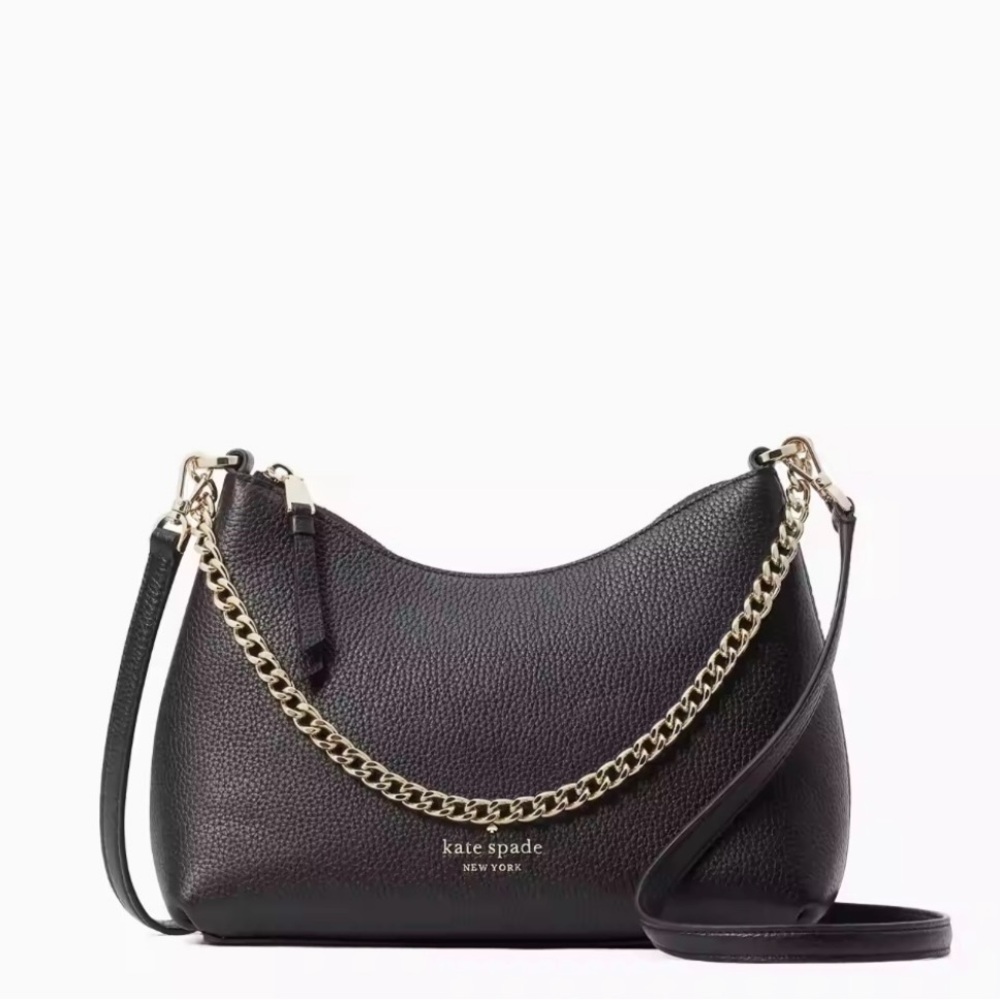 Kate Spade Zippy Black Pebbled Leather Convertible Crossbody Purse